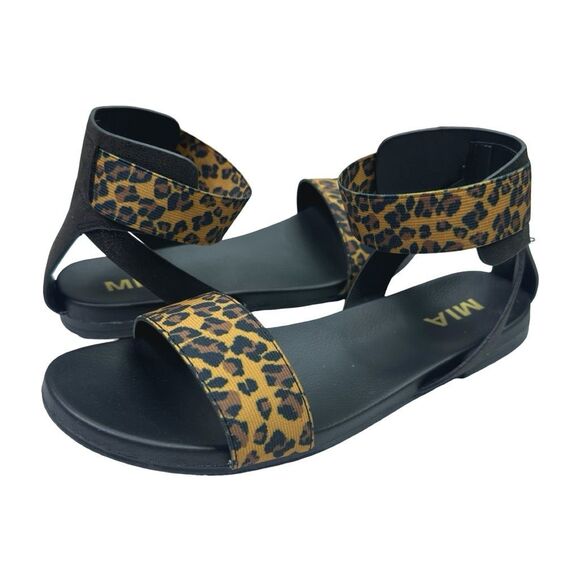 MIA Lydya Leopard Print Elastic Strap Sandals - Size 7 - Picture 3 of 9